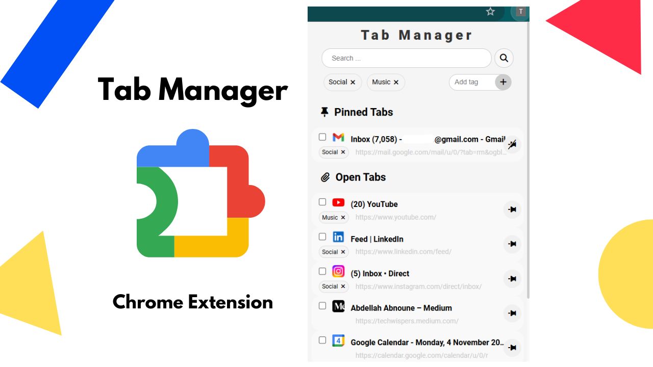 Tab Manager Chrome Extension by Abdellah Abnoune